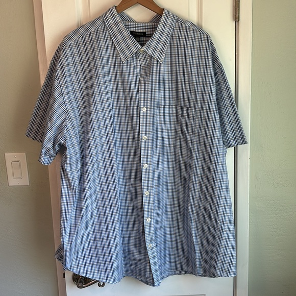 Van Heusen Men's 3XL Short Sleeve Button Down Plaid Shirt 20-20.5 Neck - Picture 1 of 5